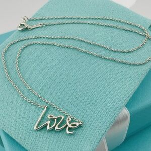 Tiffany & Co. Paloma Picasso Graffiti Love Pendant Necklace Sterling Silver 16"